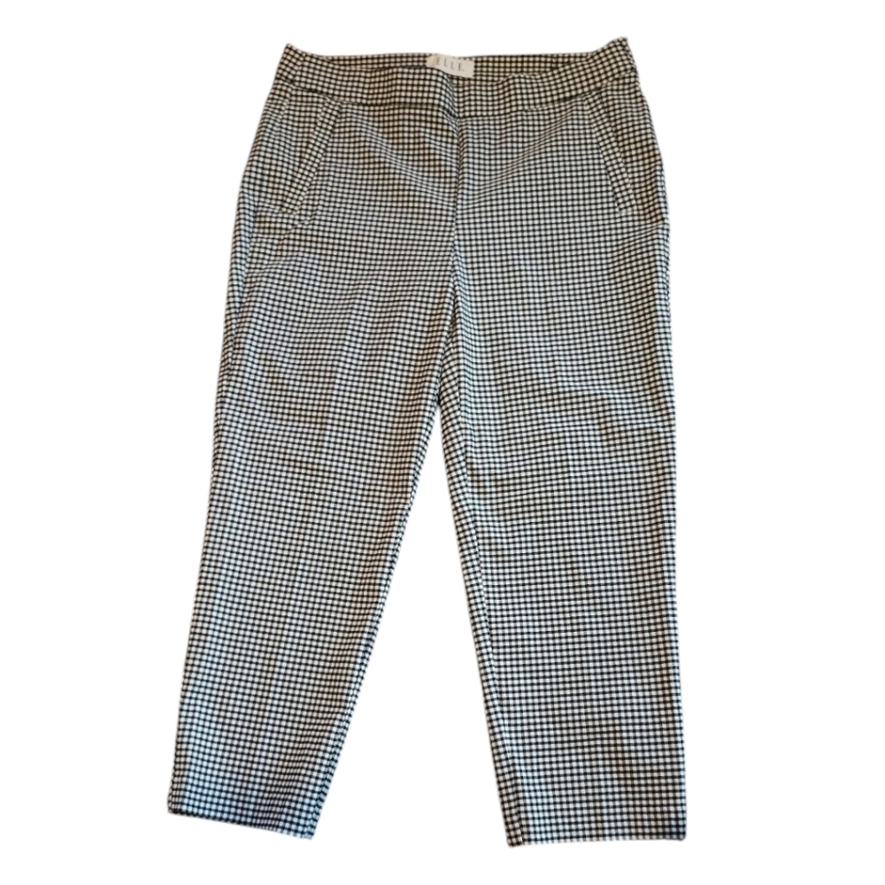 ELLE Black and White Gingham Pull On Pants Size Medium